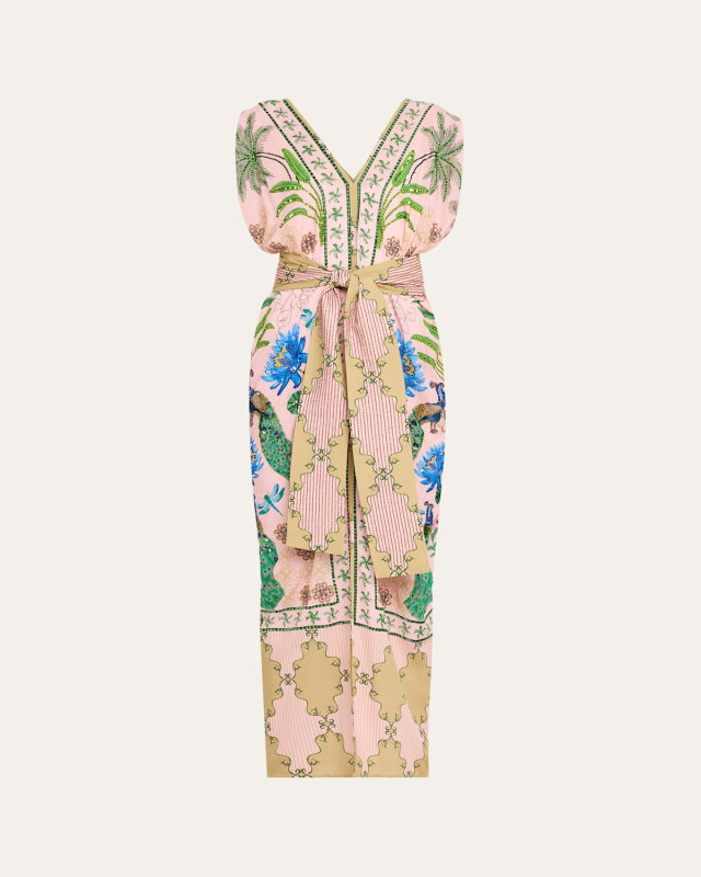 Hand-Beaded Ocean Kaftan Dress